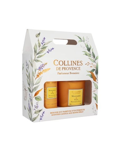 Coffret Bougie 180 g & Parfum d’Intérieur – Mandarine & Yuzu – Collines de Provence