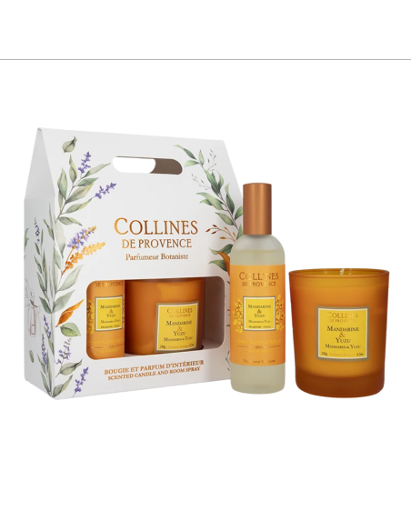 Coffret Bougie 180 g & Parfum d’Intérieur – Mandarine & Yuzu – Collines de Provence