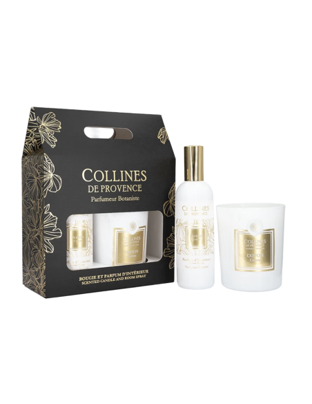 Coffret Bougie 180 g & Parfum d’Intérieur – Coton – Collines de Provence