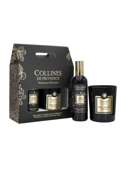 Coffret Bougie 180 g & Parfum d’Intérieur – Rose Noire – Collines de Provence