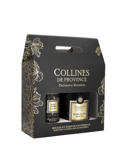 Coffret Bougie 180 g & Parfum d’Intérieur – Rose Noire – Collines de Provence