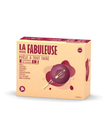 La Fabuleuse Poêle 8 en 1 – 28 cm – Rouge Rubis – Cookut – Ustensile Multifonction Tous Feux & Four