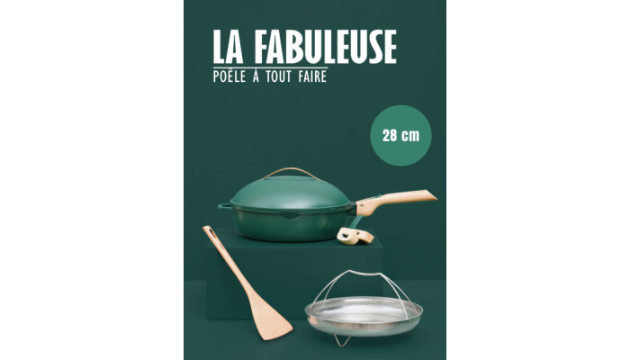 La Fabuleuse Poêle 8 en 1 – 28 cm – Blanc...