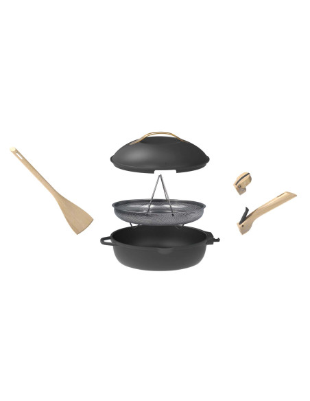 La Fabuleuse Poêle 8 en 1 – 28 cm – Noir Météore – Cookut – Ustensile Multifonction Tous Feux & Four
