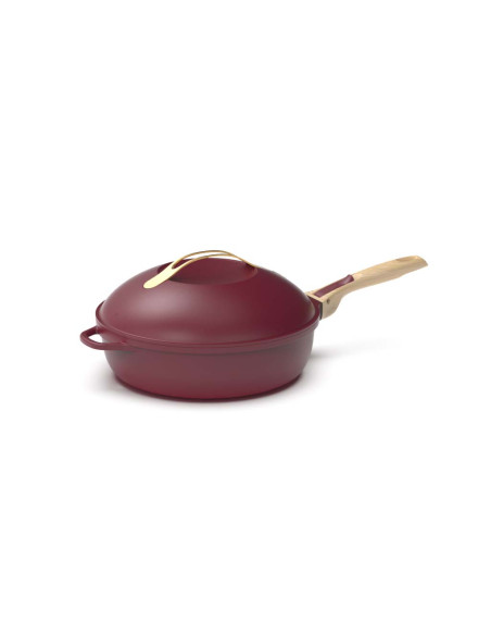 La Fabuleuse Poêle 8 en 1 – 28 cm – Rouge Rubis – Cookut – Ustensile Multifonction Tous Feux & Four