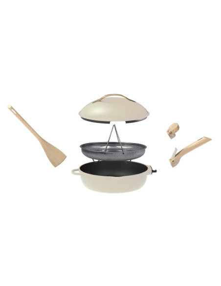 La Fabuleuse Poêle 8 en 1 – 28 cm – Blanc Meringue – Cookut – Ustensile Multifonction Tous Feux & Four