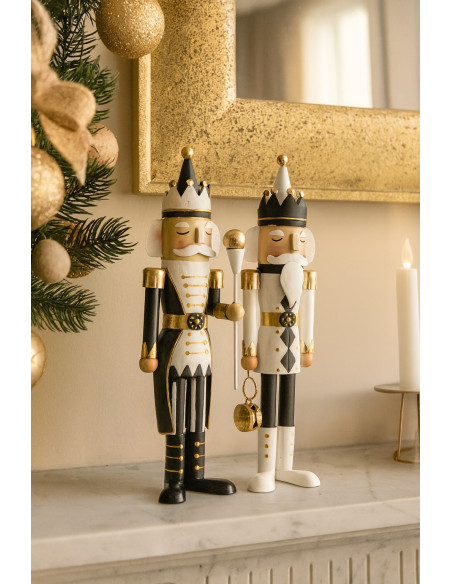 Casse-Noisettes en Métal Blanc & Noir – Décoration de Noël – H.36,5 cm lot de 2