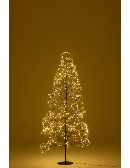 Arbre de Noël LED 210 cm – Sapin Métal Noir 2700 LED – Décoration lumineuse intérieure