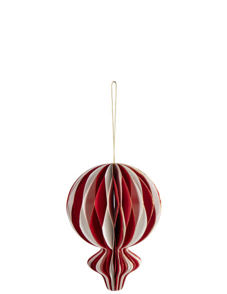 Suspension Montgolfière Noël Pliable Blanc/Rouge – Papier – Large