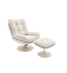 MAGGY - Fauteuil pivotant extra moelleux blanc avec son... 2
