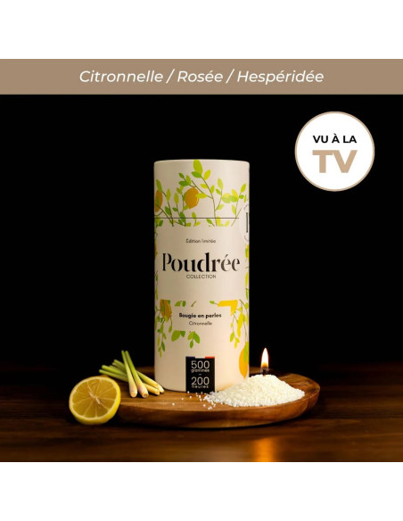 POUDRÉE PERMANENTE - CITRONNELLE - Bougie en perles de cire végétale - Poudrée Paris