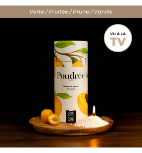 bougie perles parfumée mirabelle, bougie en perles Poudrée Paris, bougie parfumée made in France, parfum intérieur mirabelle