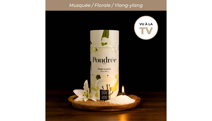 bougie en perles parfumée musc blanc bougie parfumée poudrée Poudrée Paris bougie naturelle made in France