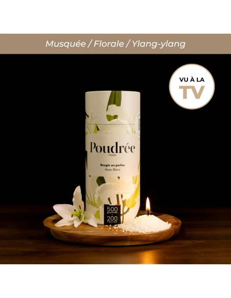 bougie en perles parfumée musc blanc bougie parfumée poudrée Poudrée Paris bougie naturelle made in France