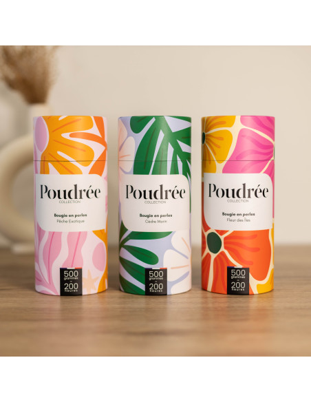 POUDRÉE FLORA - CÈDRE MARIN - Bougie en perles de cire végétale - Poudrée Paris