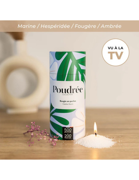POUDRÉE FLORA - CÈDRE MARIN - Bougie en perles de cire végétale - Poudrée Paris