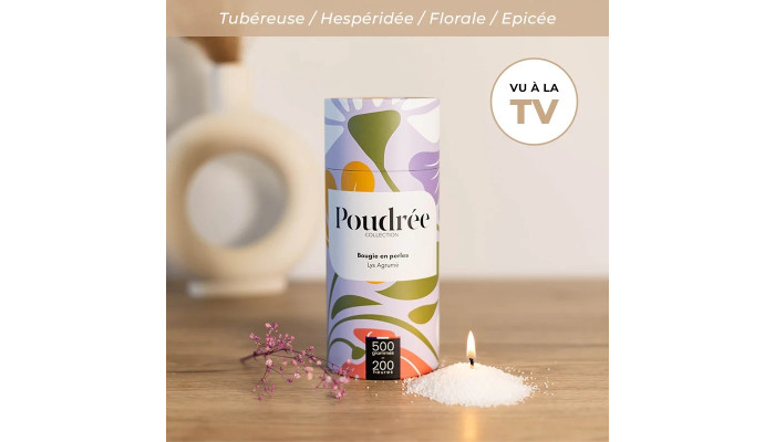 POUDRÉE FLORA - LYS AGRUMÉ - Bougie en perles...