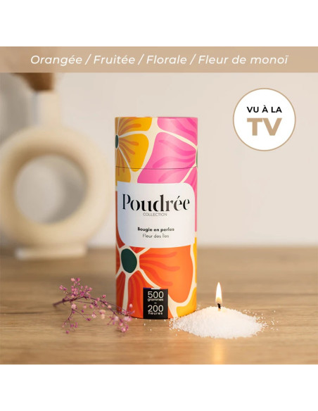 COFFRET POUDRÉE FLORA - FLEUR DES ÎLES - Bougie en perles + Cylindre + Briquet – Poudrée Paris