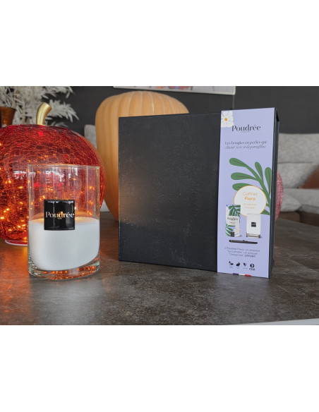 COFFRET POUDRÉE FLORA - CÈDRE MARIN - Bougie en perles + Cylindre + Briquet – Poudrée Paris