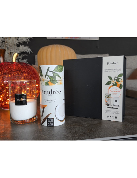 COFFRET POUDRÉE PERMANENTE - MASSAGE À BALI - Bougie en perles + Cylindre + Briquet – Poudrée Paris
