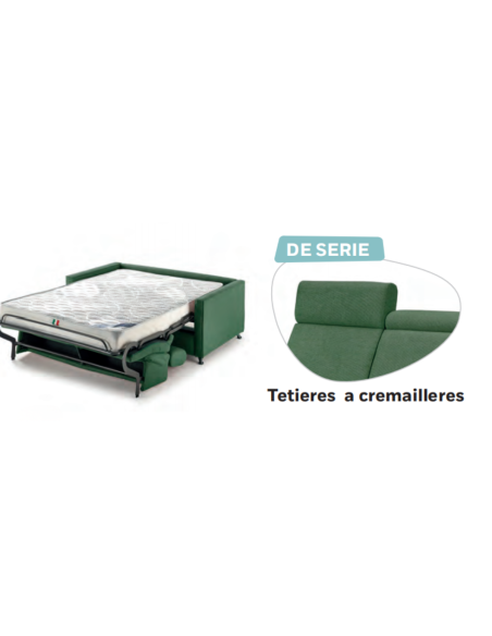 COMO - Canapé convertible – têtières réglables – matelas 17 cm – tissu ultra résistant