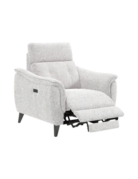 APACHE - Fauteuil relax électrique têtière réglable - Tissu chiné galet