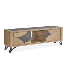 RIVIERA - Meuble TV Hifi 175 cm céramique Dekton® et bois... 2