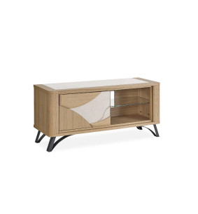 RIVIERA - Meuble TV Hifi 120 cm céramique Dekton® et bois... 2
