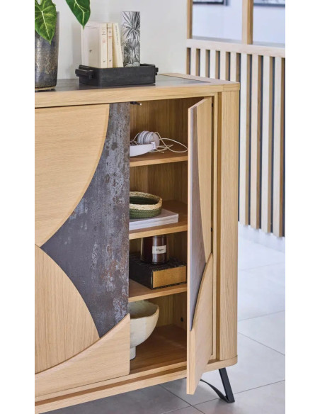 RIVIERA - Bibus 2 portes céramique Dekton® et bois contemporain