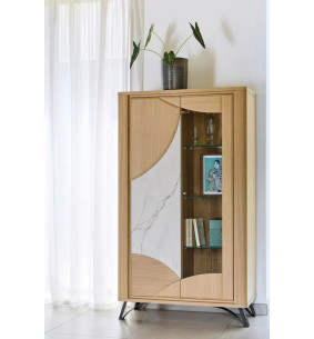 RIVIERA - Vitrine 2 portes céramique Dekton® et bois avec... 2