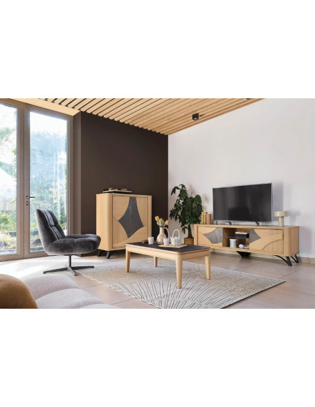 RIVIERA - Bibus 2 portes céramique Dekton® et bois contemporain