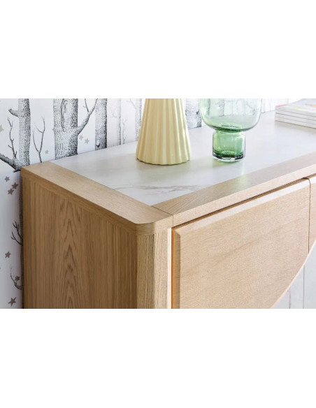 RIVIERA - Enfilade 3 portes 200 cm céramique Dekton® et bois design