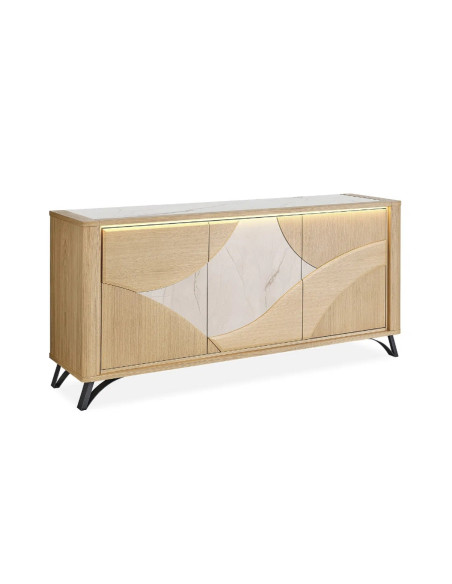 RIVIERA - Enfilade 3 portes 200 cm céramique Dekton® et bois design