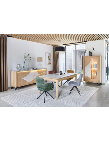 RIVIERA - Enfilade 4 portes 230 cm céramique Dekton® et bois contemporain