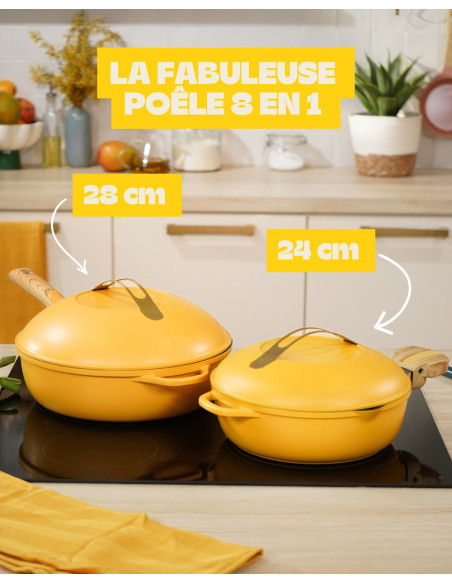 La Fabuleuse Poêle 8 en 1 – 28 cm – Mangue Édition Limitée – Cookut – Poêle 8 en 1 Sans PFAS Tous Feux
