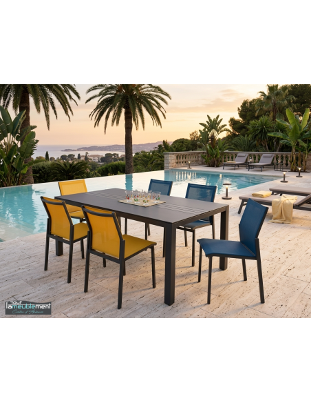 GALET – Table d’extérieur 210 cm en aluminium et HPL Trespa – 8 à 10 personnes