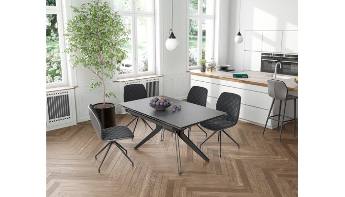 ATTRAIT - Table 2 allonges rétractables céramique titane
