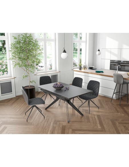 ATTRAIT - Table 2 allonges rétractables céramique titane