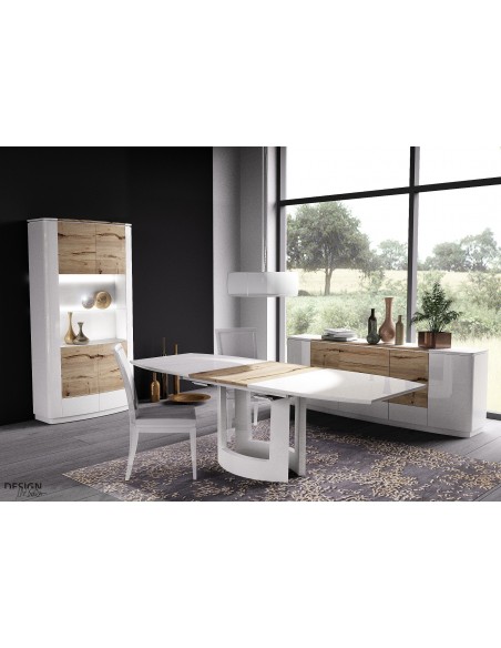 SHOWBIZZ - Table de séjour 1 allonge 50 cm (avec Led)