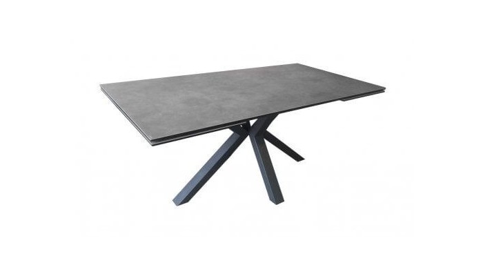 CONCEPT - Table rectangle TOURNESOL 2 allonges en bout de 50 cm plateau céramique