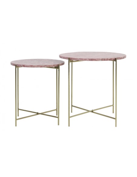 LEON - Table basse marbre rose petit modèle