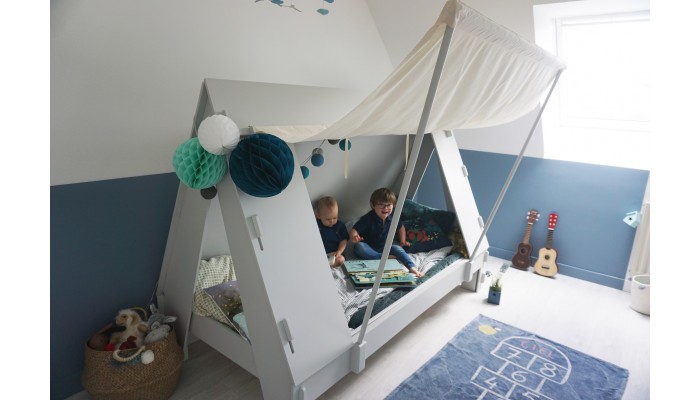 Lit tente bleu poudré 2 couchages 90 X 190 et...