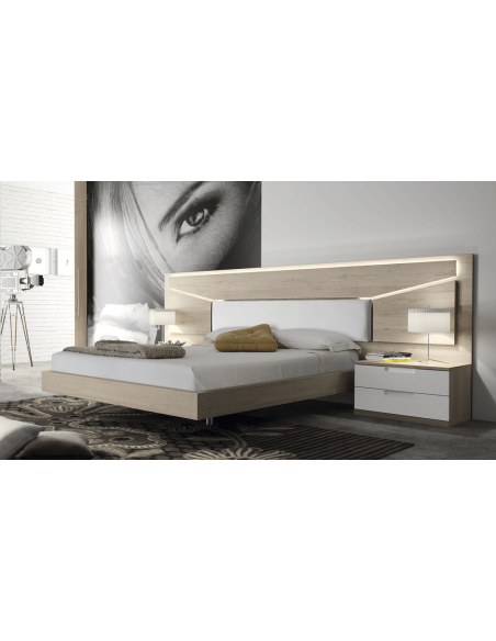 EOS - Lit pour couchage 140 x 190 cm avec ses 2 chevets