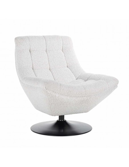 Fauteuil pivotant Rachelle White Bouclé