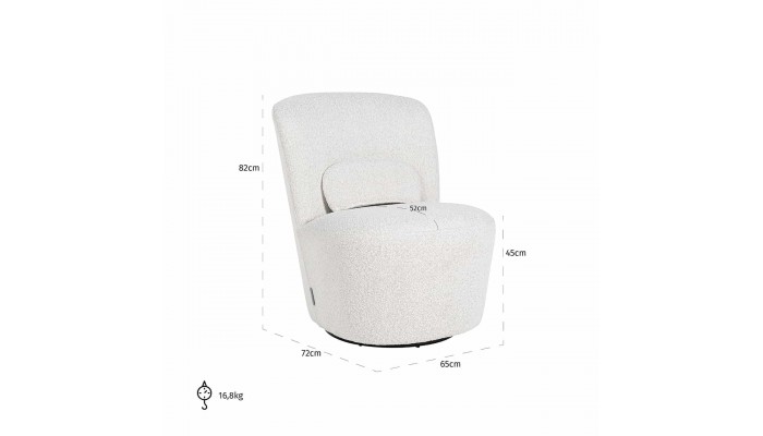 Chaise pivotante Letia White Bouclé