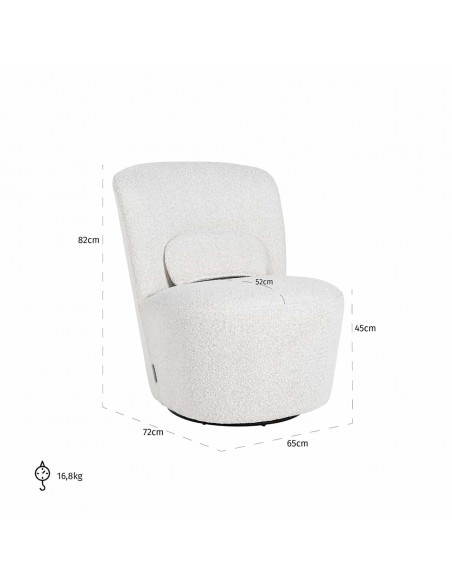 Chaise pivotante Letia White Bouclé