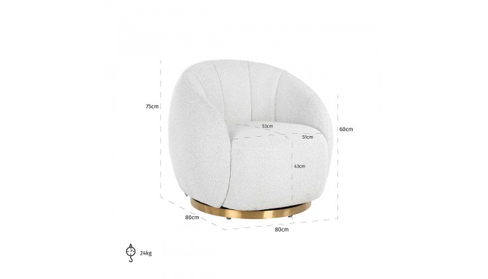 Fauteuil pivotant Jade Blanc Bouclé