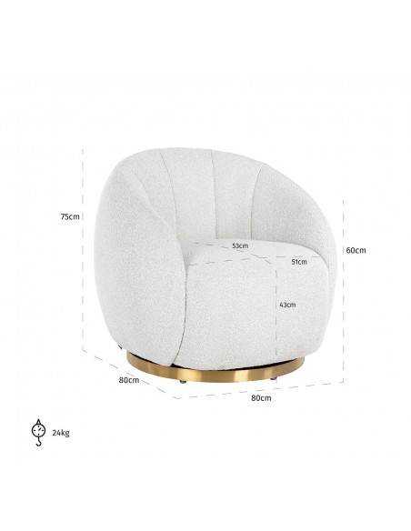 Fauteuil pivotant Jade Blanc Bouclé