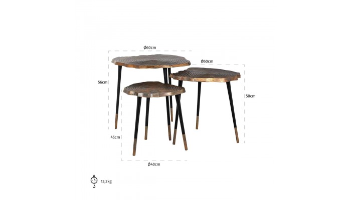 Set de 3 tables basses Sherman gold