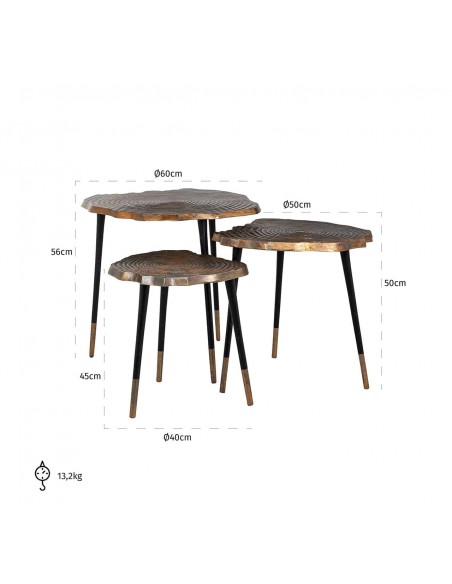 Set de 3 tables basses Sherman gold